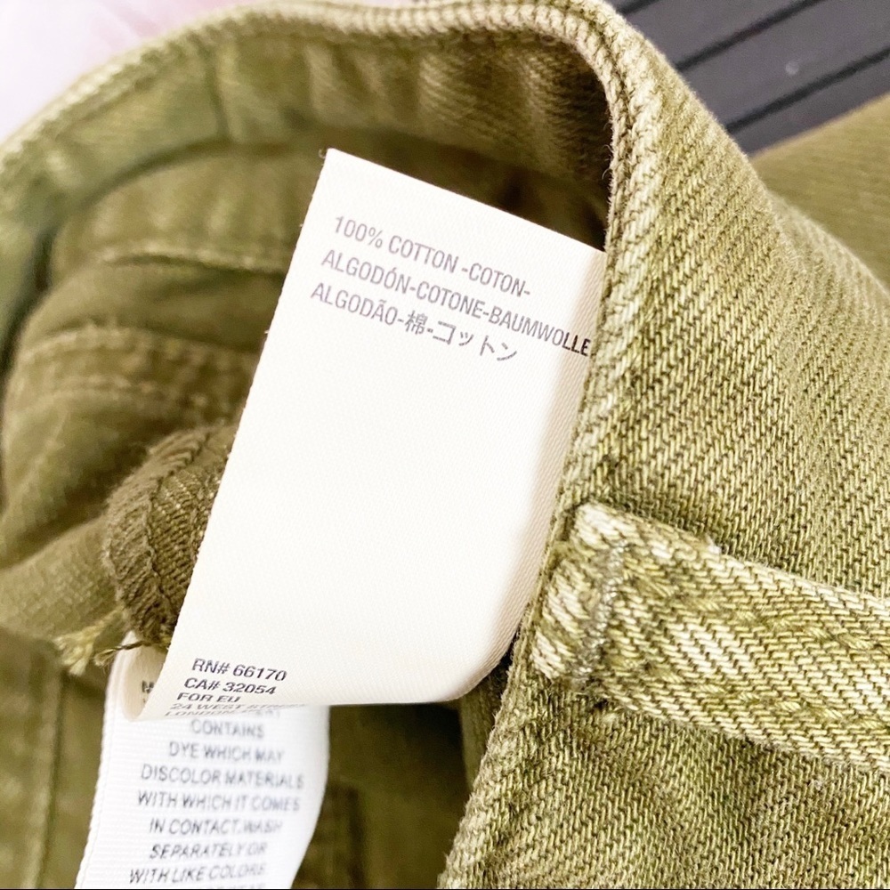 NEW Free People High Rise Distressed Button Fly Olive Army Green Denim Shorts 26 - Picture 8 of 8